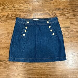 Frame Denim Blue Mini Skirt with Gold Buttons